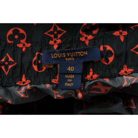 Louis Vuitton Women Jogging Pants 40 Black Red Monogram Technical Cotton Joggers - Picture 15 of 16